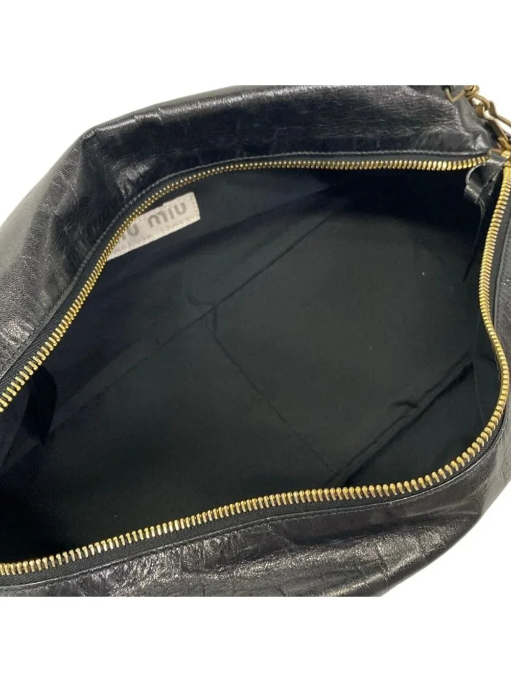 Miu Miu Shoulder Bag Black Gray Orange Braided Leather